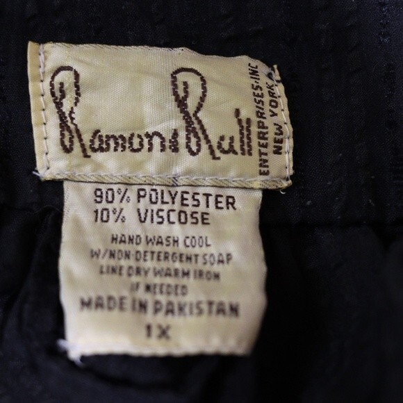 Ramona Rull Black Metallic Stripe Balloon Sleeve Vintage Dress 1X Retro - Picture 15 of 16